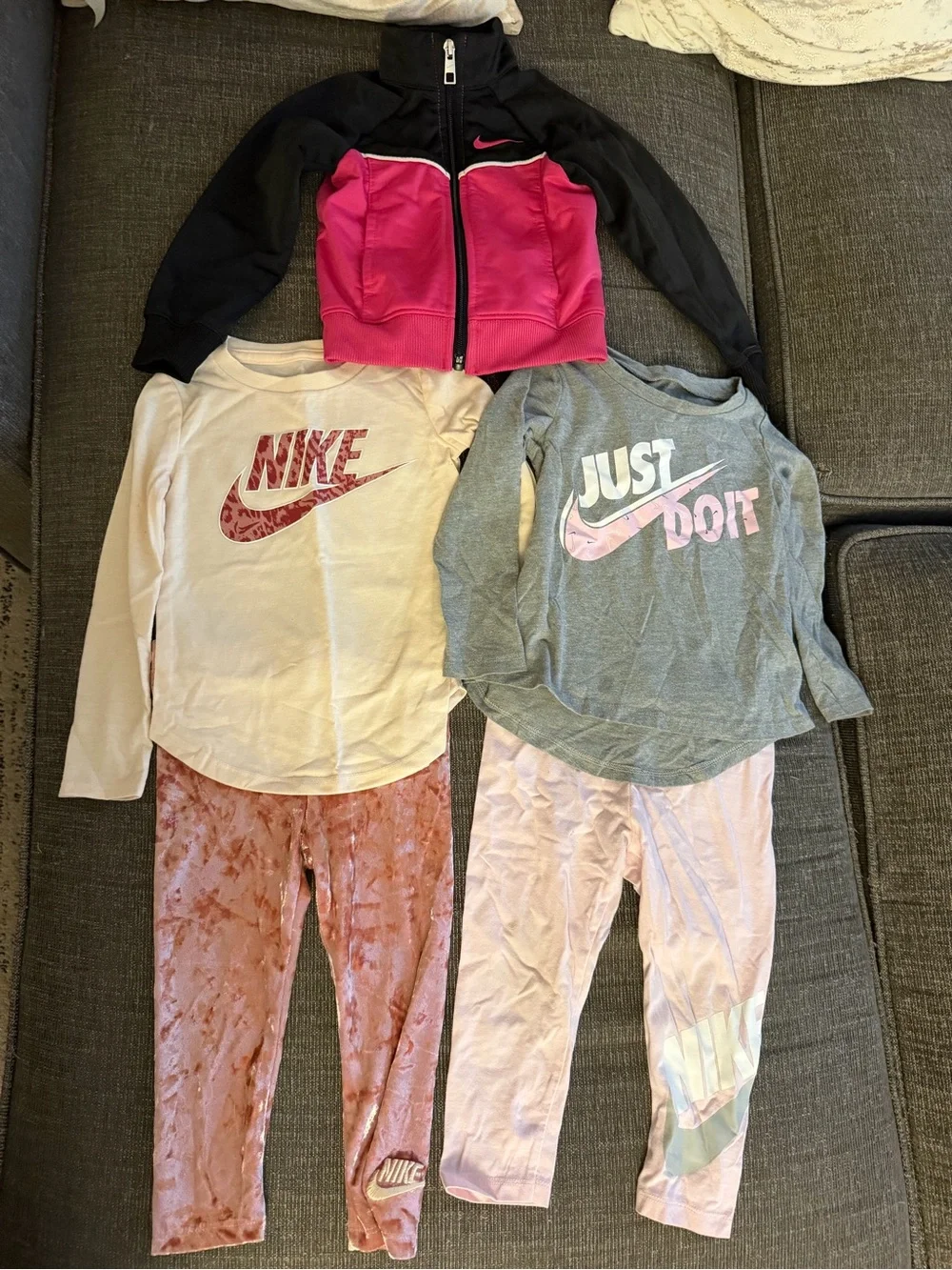 Nike Girls Active Sets- Black & Pink Jacket with Tops and Leggings